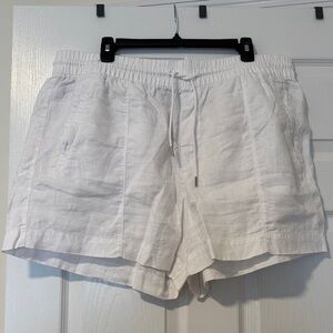 Athleta White Linen Shorts with Drawstring and Zip Pockets Women Size 18
